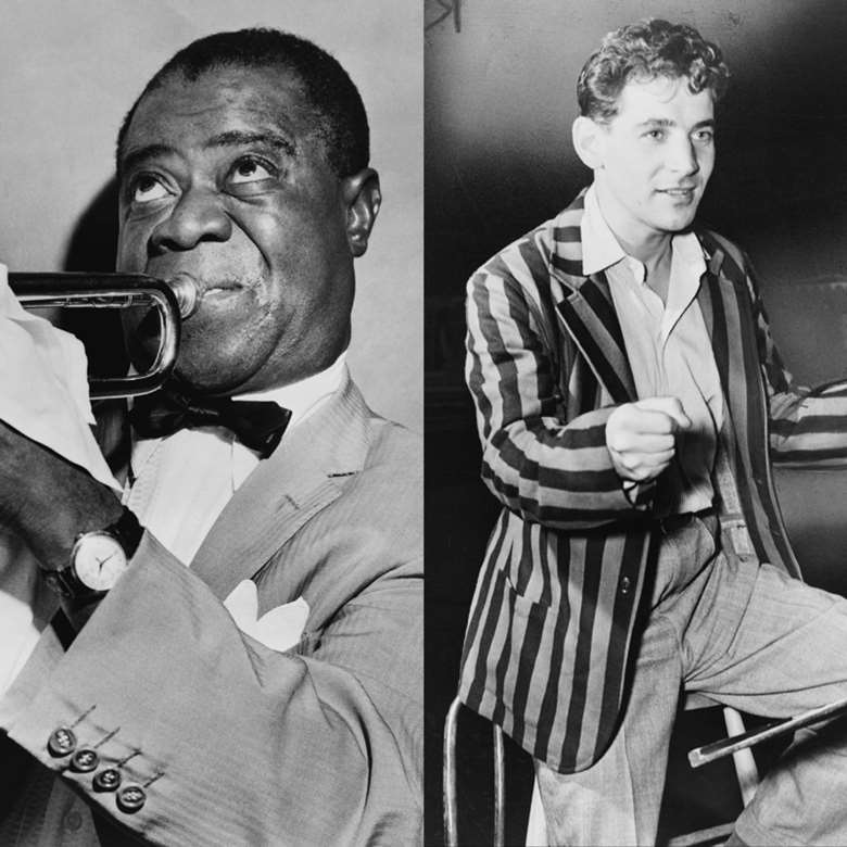 Louis Armstrong (left) and Leonard Bernstein (right)