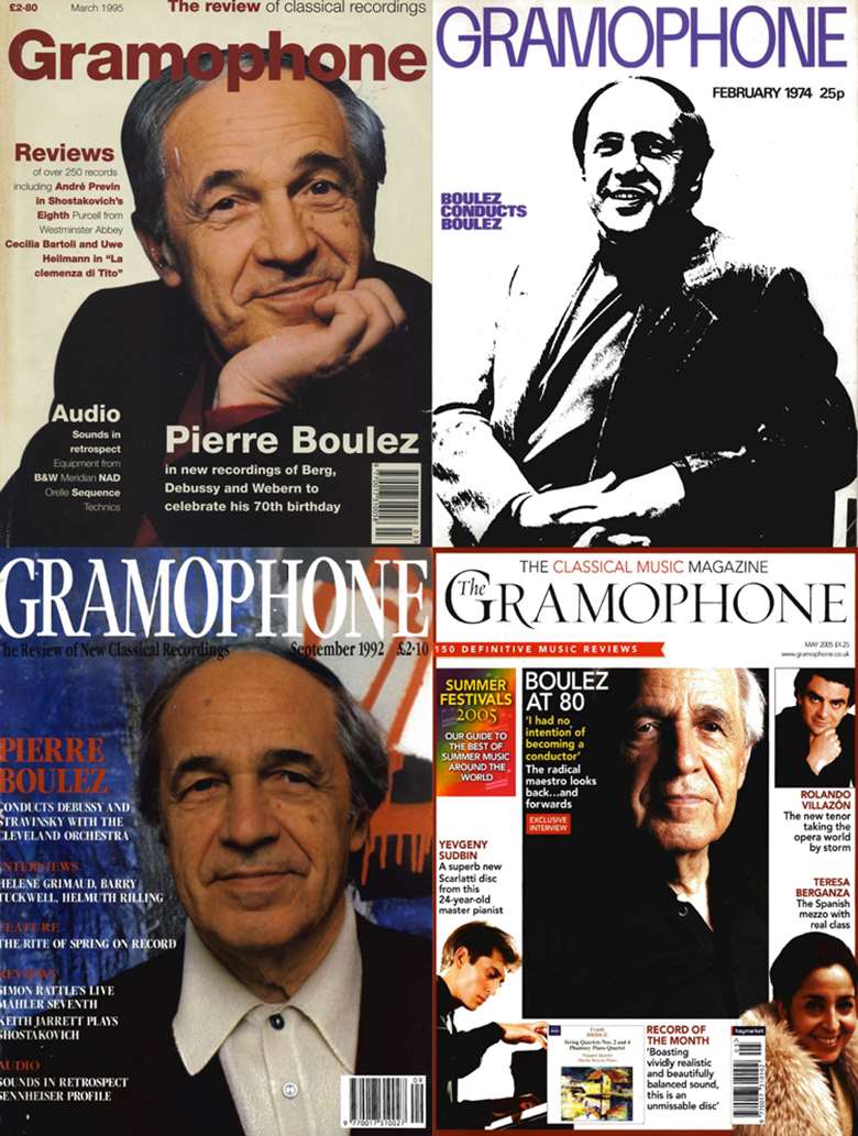 Pierre Boulez on the cover of Gramophone through the years