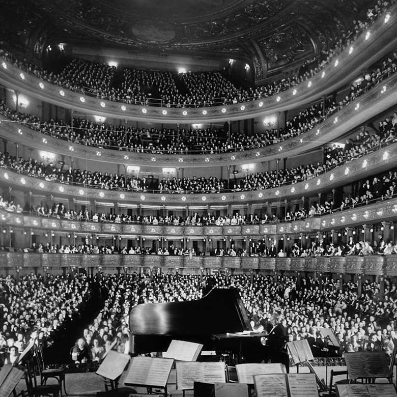 Josef Hofmann plays an encore at the Metropolitan Opera in New York, 1937