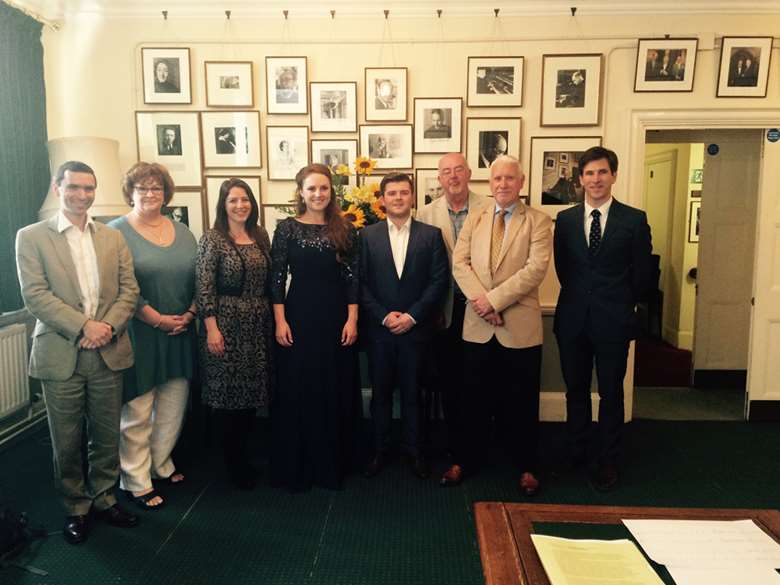 Louise Alder (centre) with the jury. Gramophone's Editor Martin Cullingford is far left.