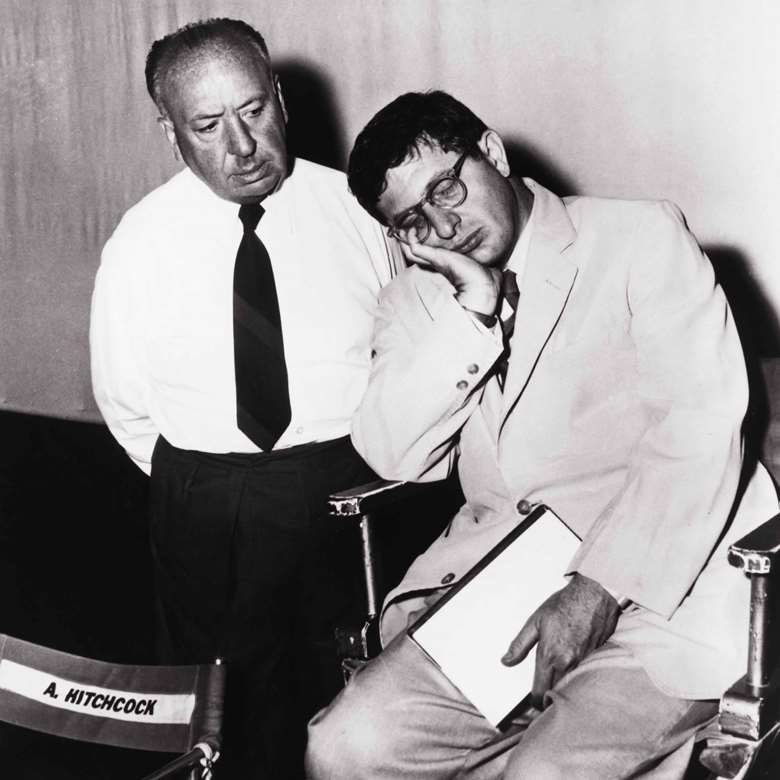Alfred Hitchcock with a sleepy Bernard Herrmann (Paramount/The Kobal Collection)