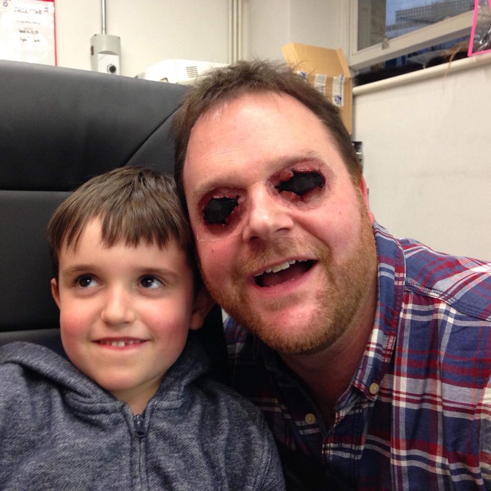 Baritone Roland Wood and his son trying out a new look for Thebans at ENO