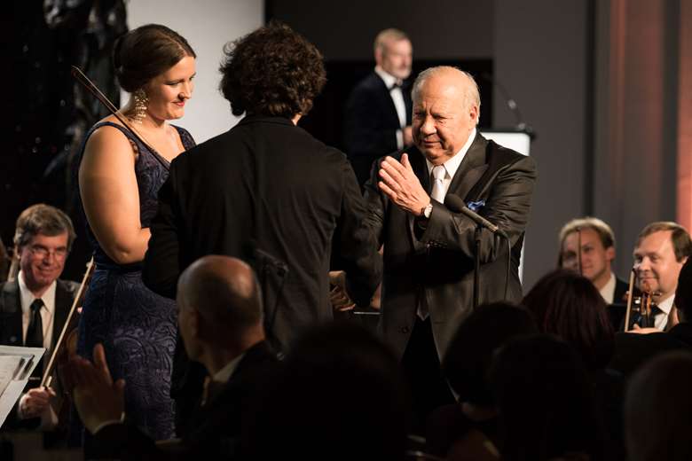 Gramophone's Lifetime Achievement Award-winner, Neeme Järvi with the Young Artist of the Year, Lise Davidsen (photo: Benjamin Ealovega)