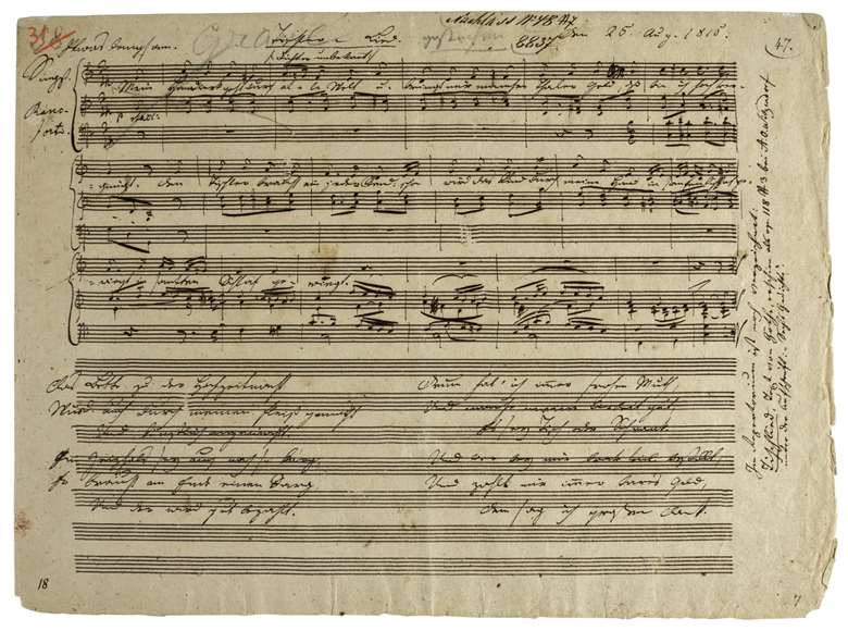 F. Schubert. Autograph manuscript of the songs "Tischlerlied", D.274, and "Totenkranz für ein Kind", D.275, 1815 Estimate £50,000-70,000