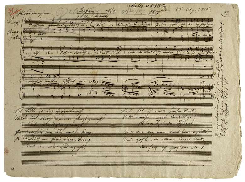F. Schubert. Autograph manuscript of the songs "Tischlerlied", D.274, and "Totenkranz für ein Kind", D.275, 1815 Estimate £50,000-70,000