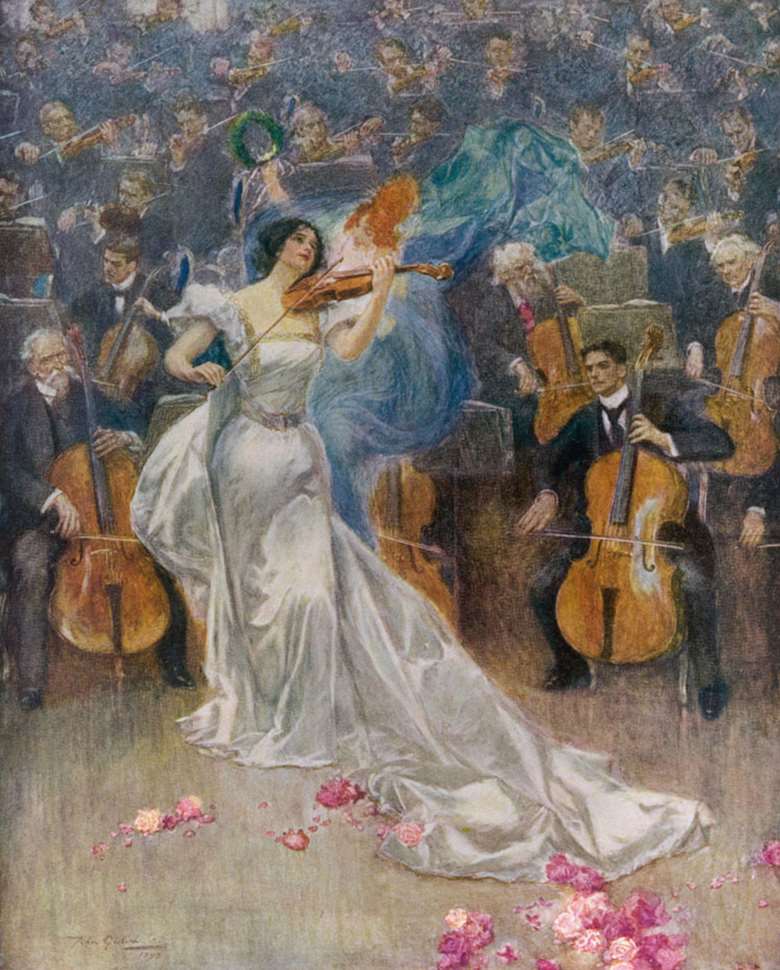 A solo violinist competes and collaborates with the orchestra in John Gulich’s ‘A Violin Concerto’ of 1898