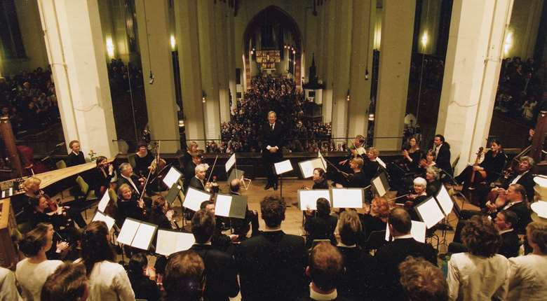 Sir John Eliot Gardiner who, with his choir and orchestra, spent the millennial year 2000 performing Bach’s sacred cantatas