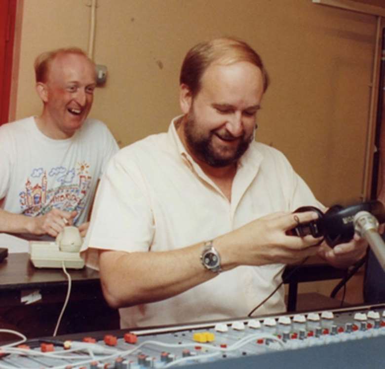 Mike Sheady with the producer Andrew Keener at Abbey Road Studios