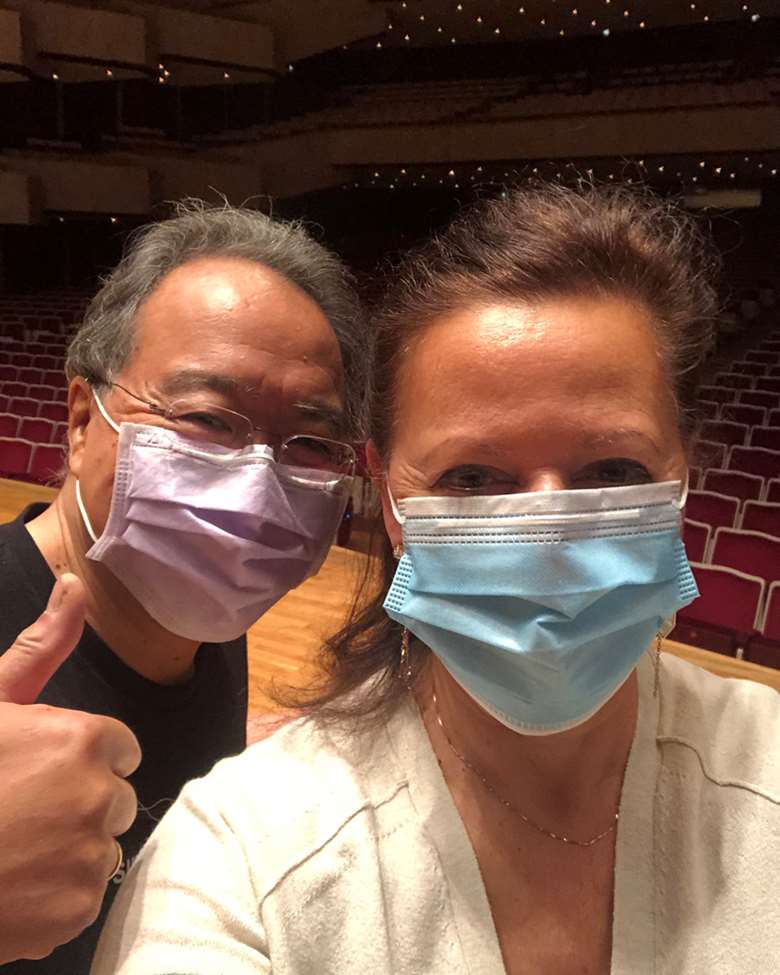 Yo-Yo Ma and Kathryn Stott - back playing together after two week's isolation