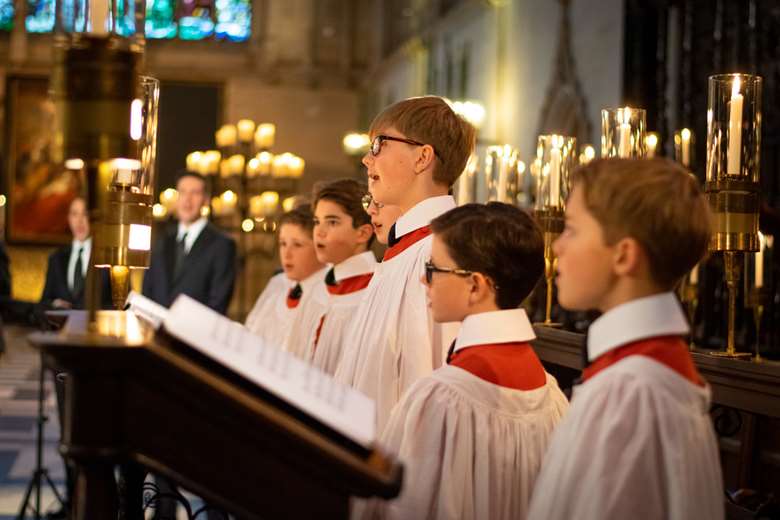 Preparing for Carols from King's (photo: Benjamin Sheen / King's College Cambridge)