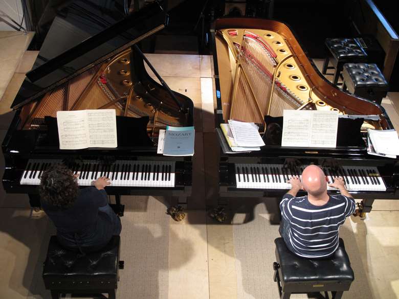 The challenge and fun of music for two pianos: Katya Apekisheva and Charles Owen rehearsing