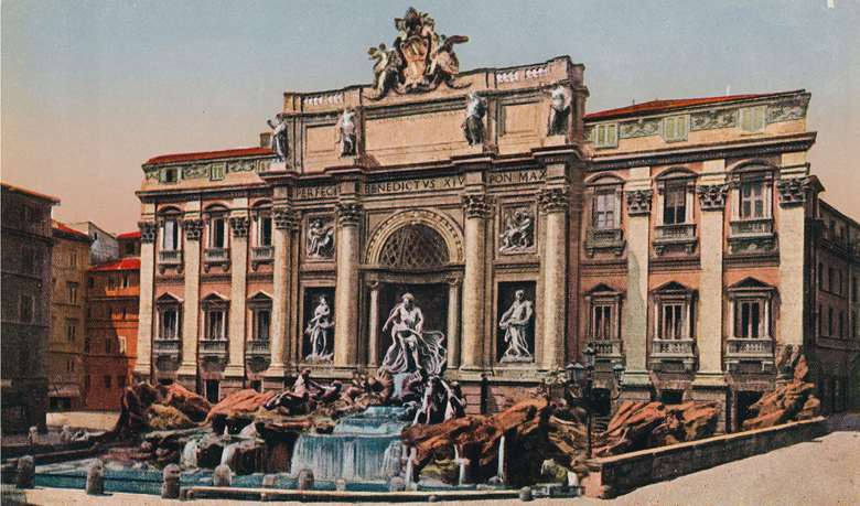 The Trevi Fountain, captured in c1910, the third location in Respighi’s Fountains of Rome; it is portrayed at noon, the sun illuminating Neptune’s chariot (photography: Look and Learn/Bridgeman Image)