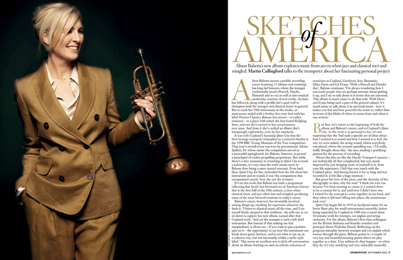 Alison Balsom in the September issue