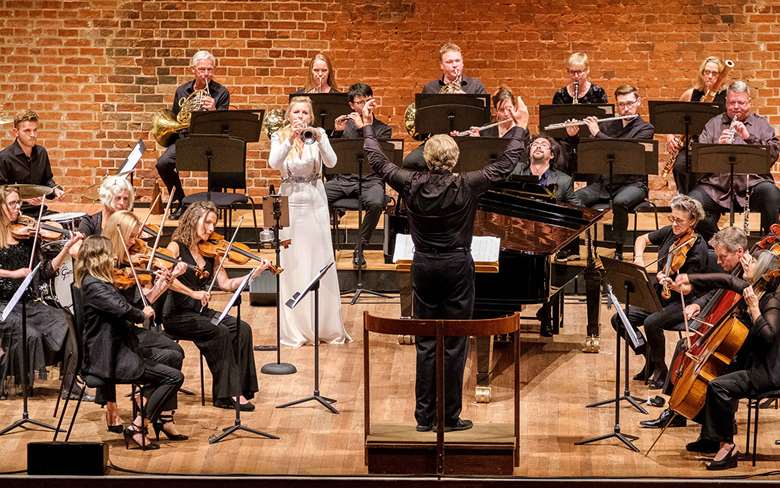 The Britten Sinfonia and Alison Balsom performing at Snape Maltings (photo: Tom Lovatt)