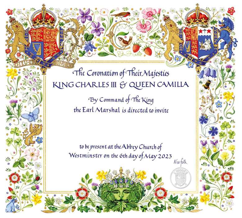 The formal invitation to the Coronation on King Charles III and Queen Camilla