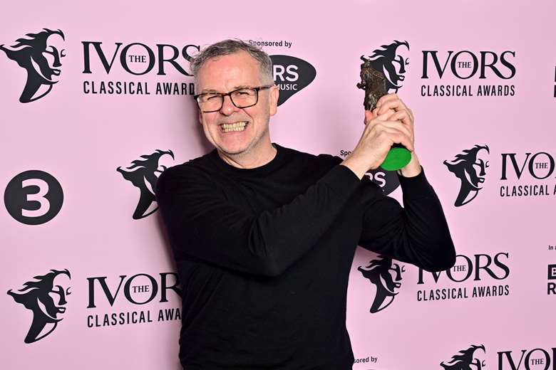 Brian Irvine receiving the award for Best Stage Work