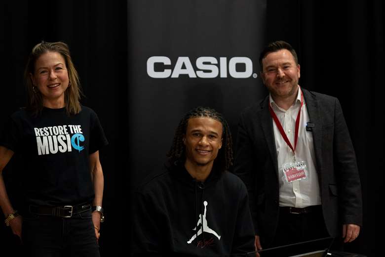 Nathan Aké at the launch of 'Playing for Change' initiative with Casio 